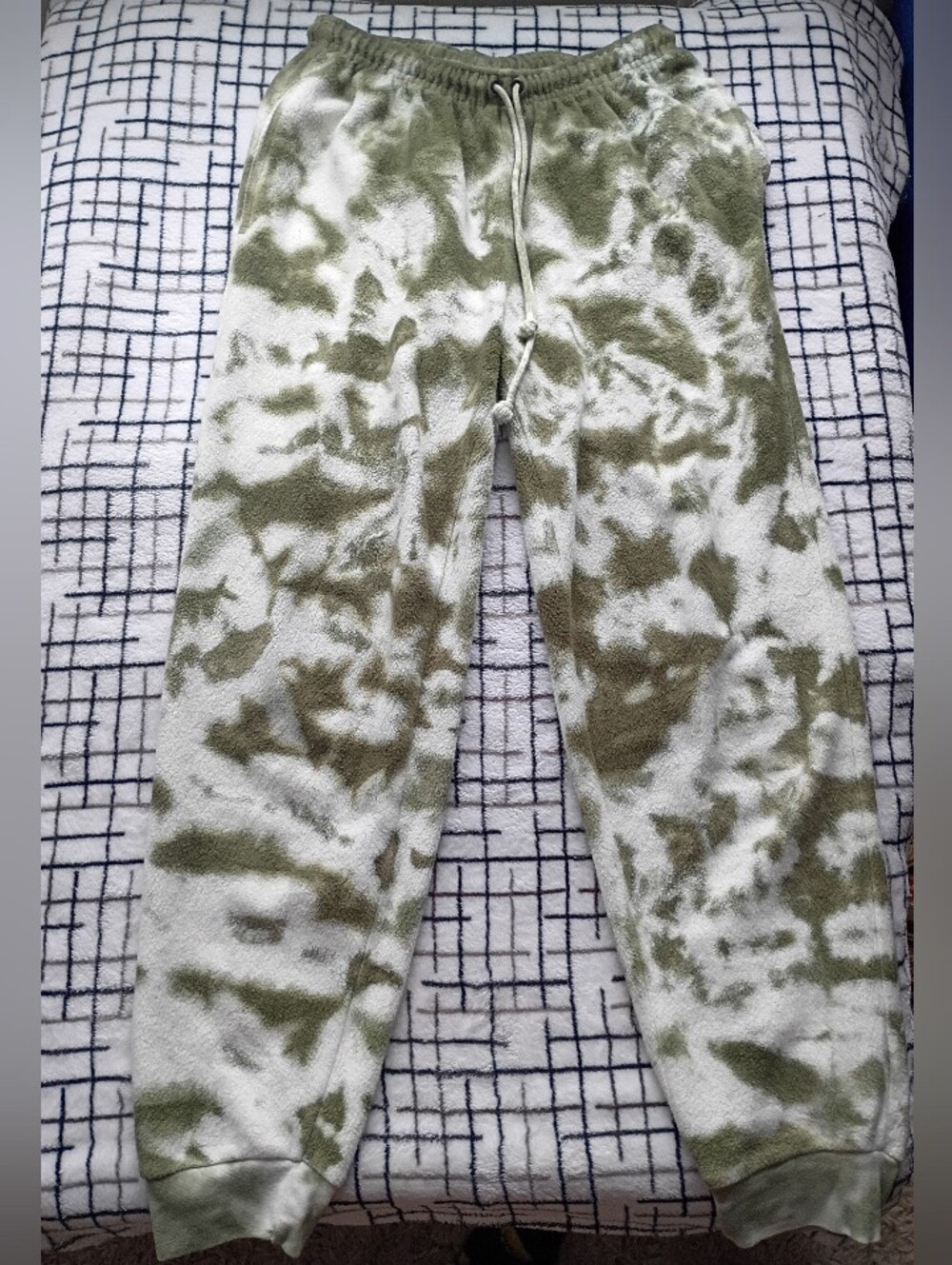 Taylor Olivia Teddy Tie-Dye Olive & White Fleece Joggers Size 1X -NWOT